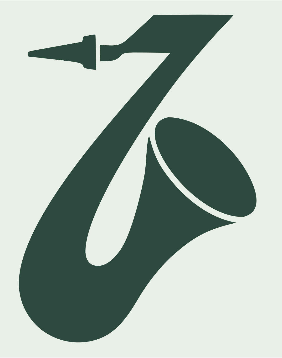 Bold Saxophone Cutout Logo #e8efe9/#2d4a3e