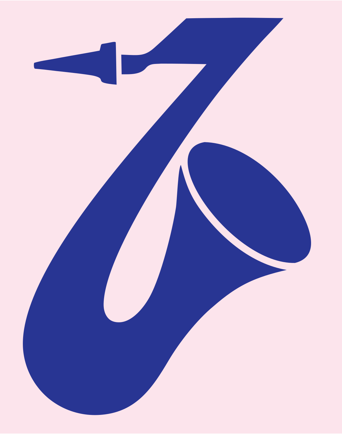 Bold Saxophone Cutout Logo #fce4ec/#283593