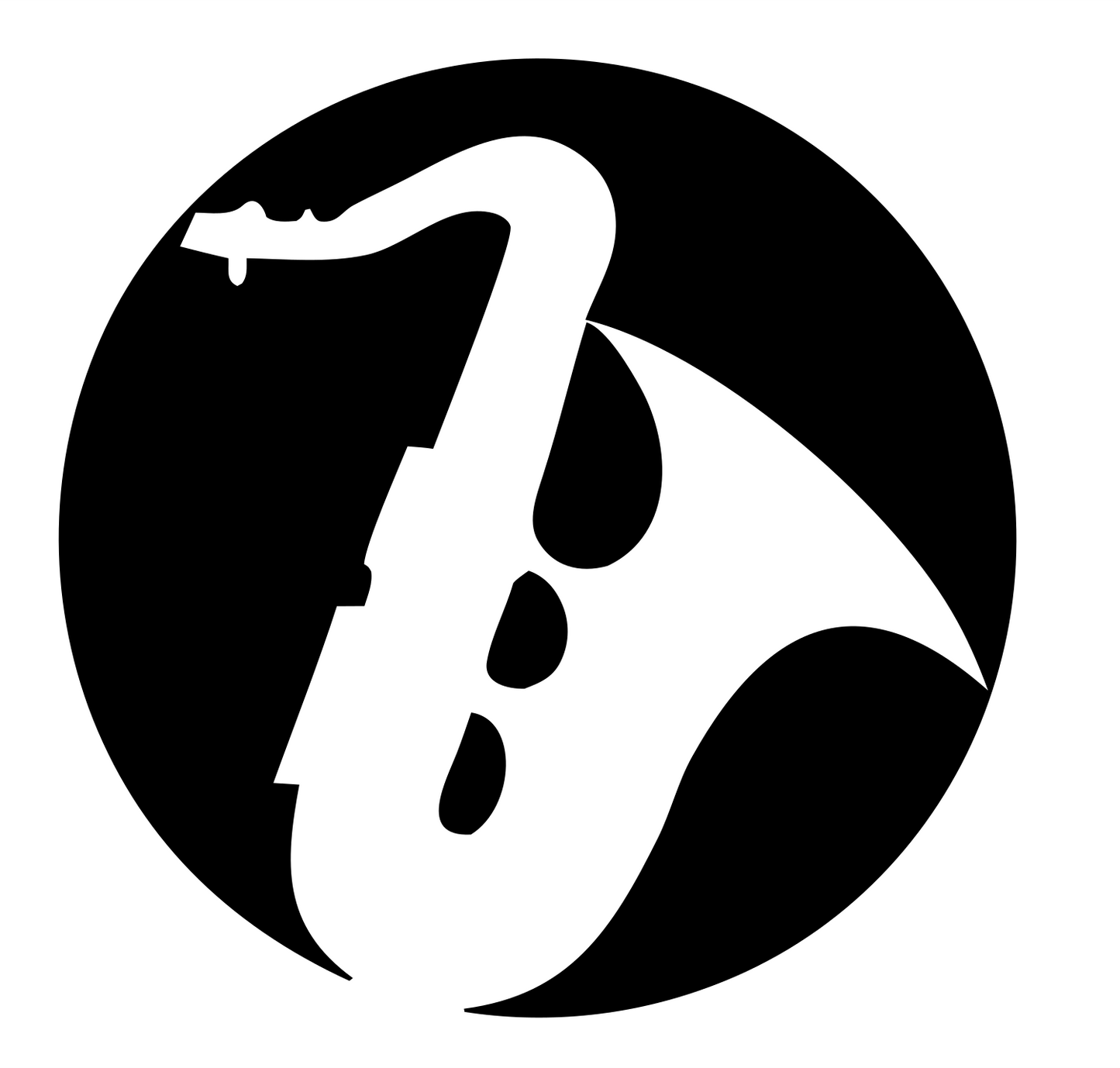 Negative Space Saxophone Circle Badge #ffffff/#000000