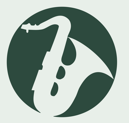 Negative Space Saxophone Circle Badge #e8efe9/#2d4a3e
