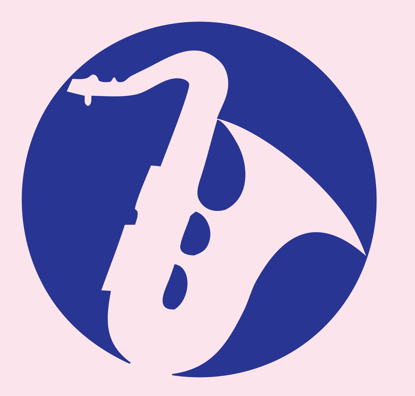 Negative Space Saxophone Circle Badge #fce4ec/#283593