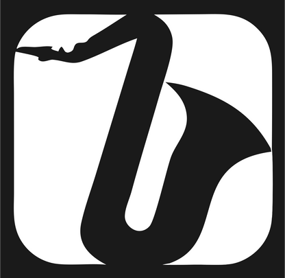 Negative Space Saxophone Rounded Badge #1a1a1a/#ffffff