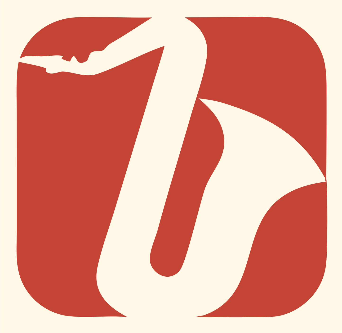 Negative Space Saxophone Rounded Badge #fff8e7/#c44536