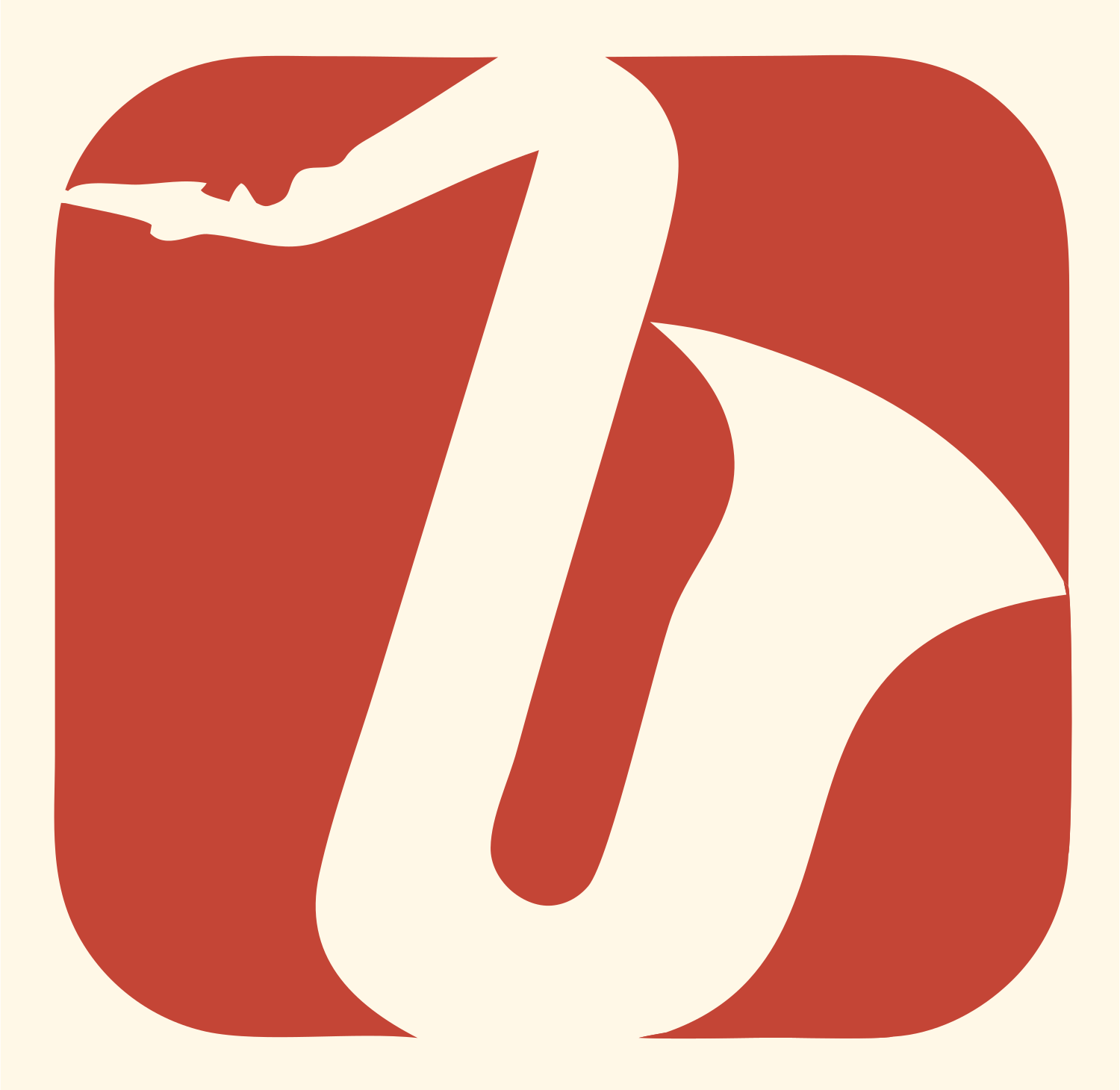 Negative Space Saxophone Rounded Badge #fff8e7/#c44536