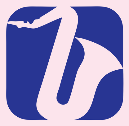 Negative Space Saxophone Rounded Badge #fce4ec/#283593