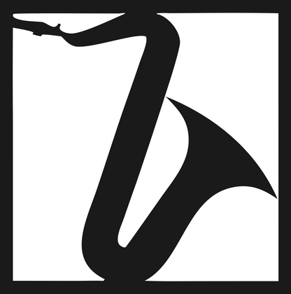 Negative Space Saxophone Square Logo #1a1a1a/#ffffff