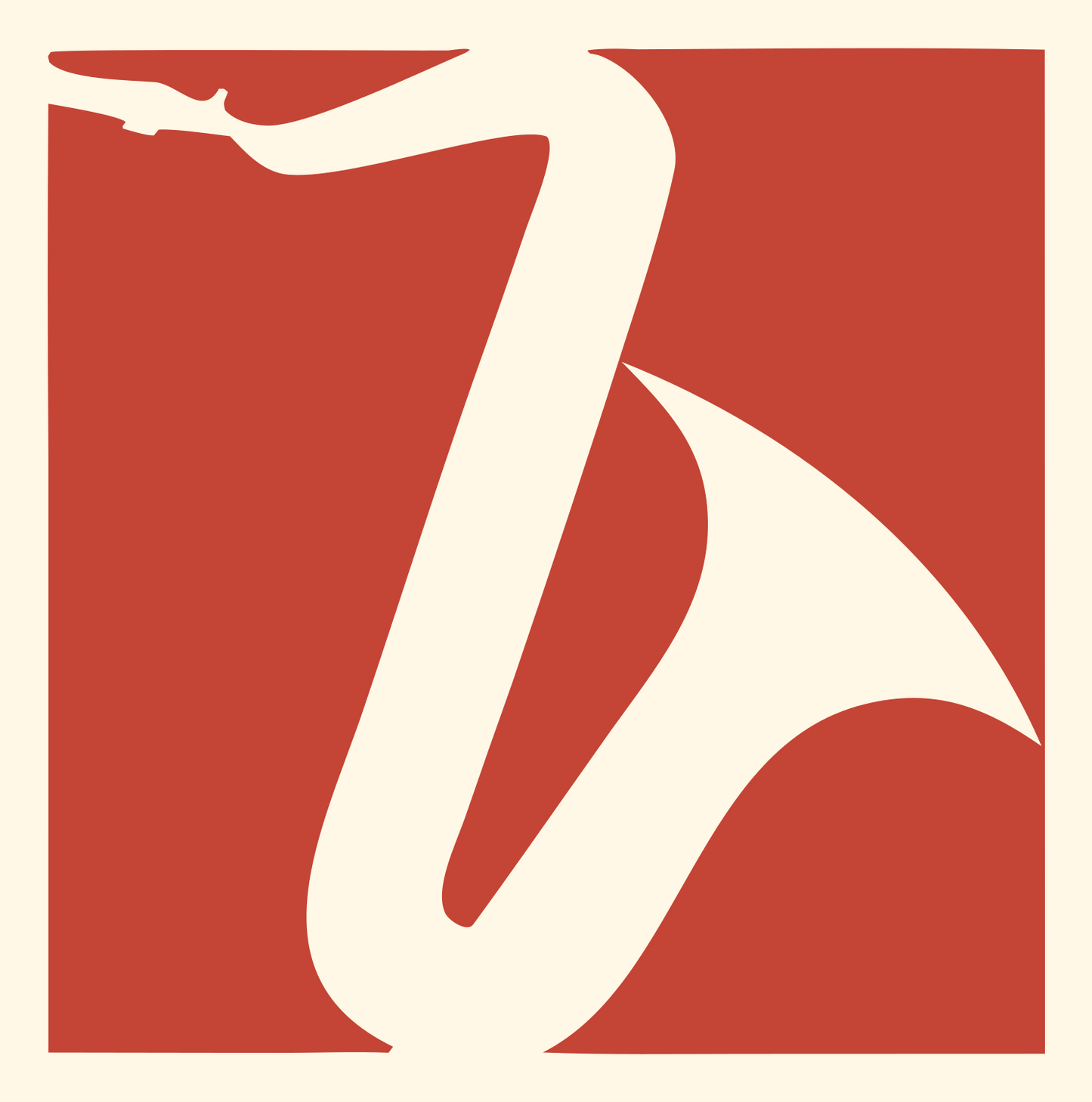 Negative Space Saxophone Square Logo #fff8e7/#c44536