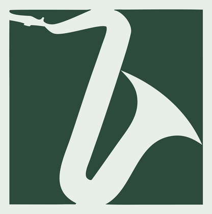 Negative Space Saxophone Square Logo #e8efe9/#2d4a3e
