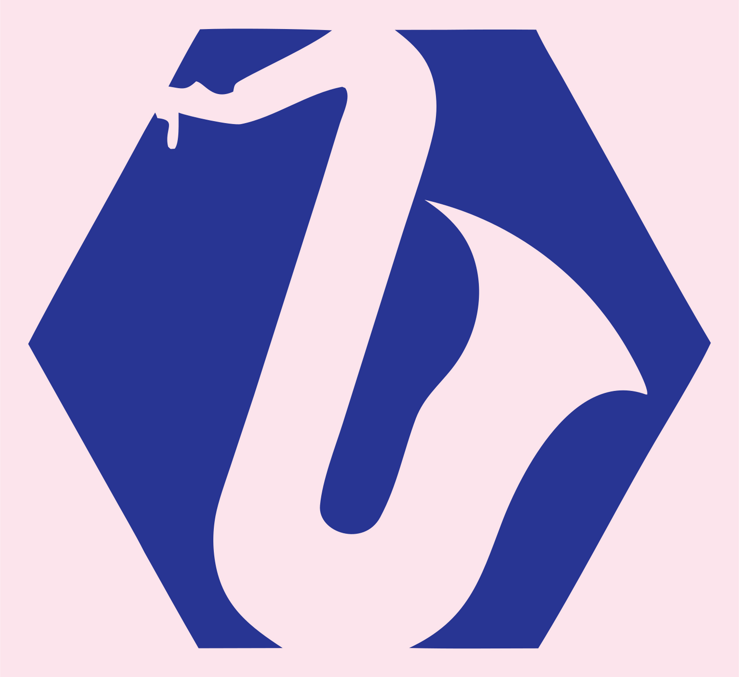Negative Space Saxophone Hexagon Mark #fce4ec/#283593