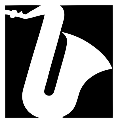 Negative Space Saxophone Cropped Crest #ffffff/#000000
