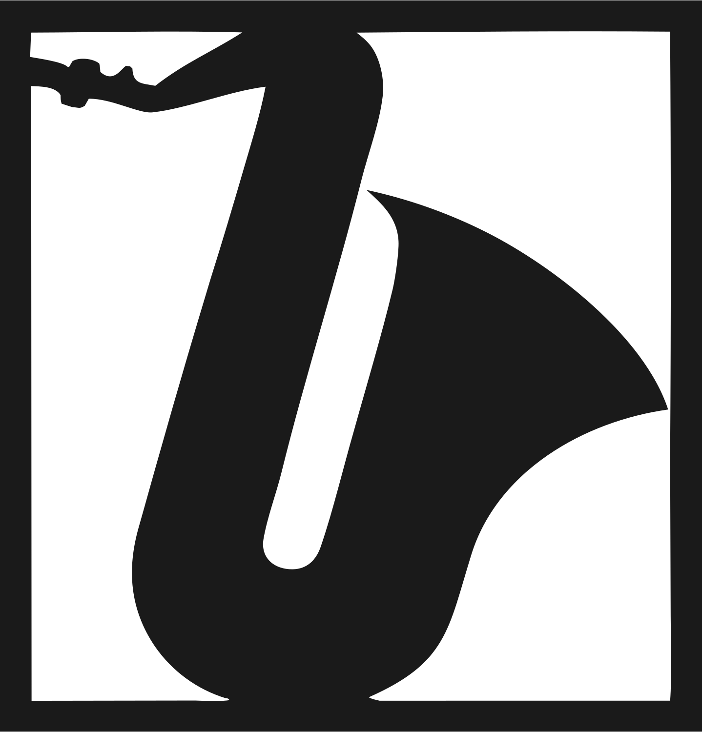 Negative Space Saxophone Cropped Crest #1a1a1a/#ffffff
