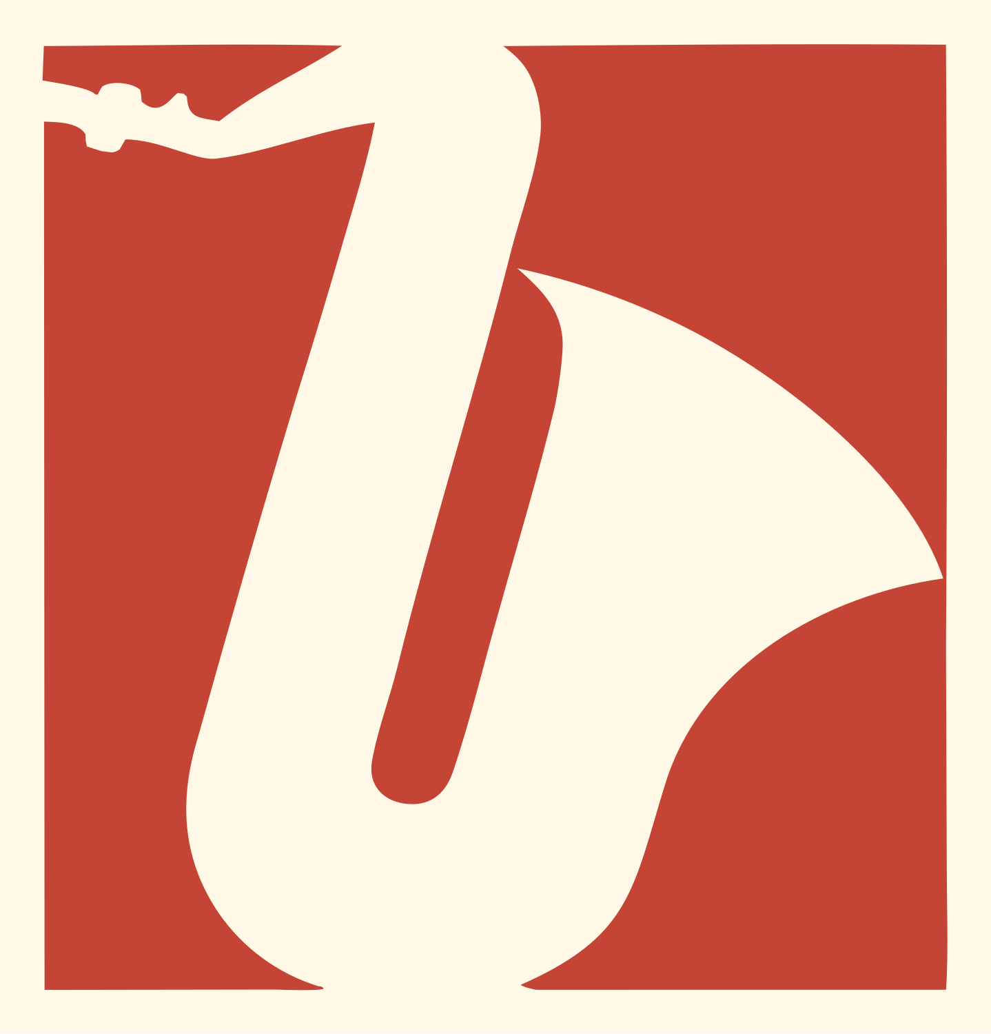 Negative Space Saxophone Cropped Crest #fff8e7/#c44536