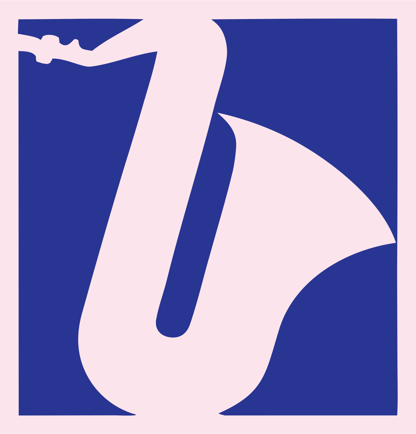 Negative Space Saxophone Cropped Crest #fce4ec/#283593