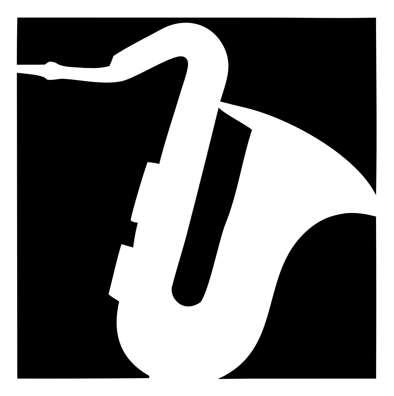 Negative Space Saxophone Block Logo #ffffff/#000000