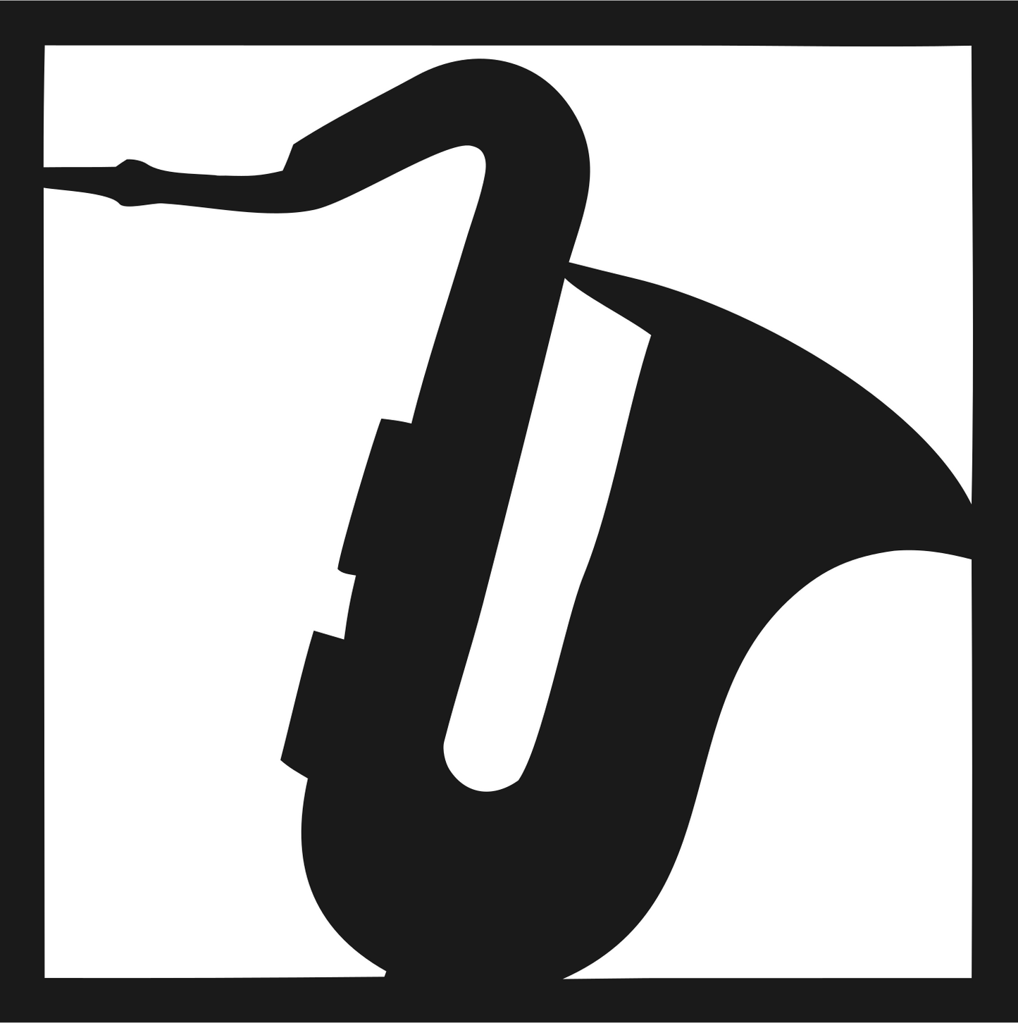 Negative Space Saxophone Block Logo #1a1a1a/#ffffff