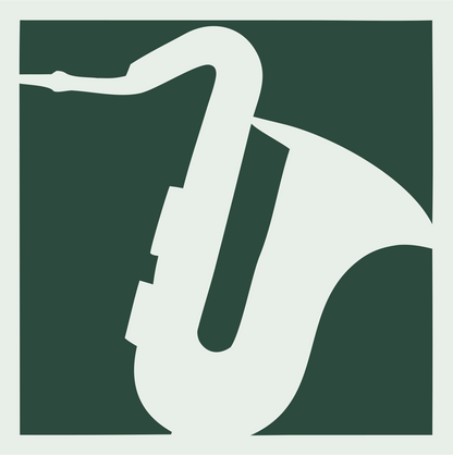 Negative Space Saxophone Block Logo #e8efe9/#2d4a3e