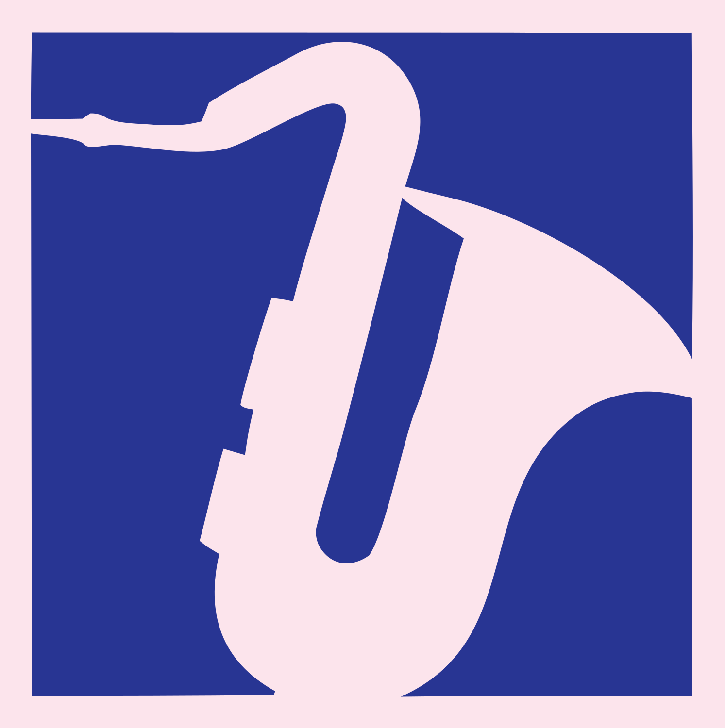 Negative Space Saxophone Block Logo #fce4ec/#283593