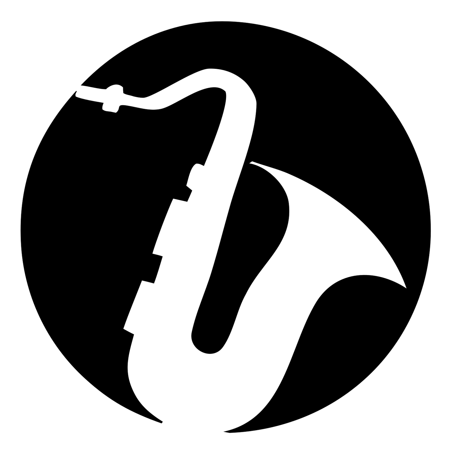 Negative Space Saxophone Circle Mark #ffffff/#000000