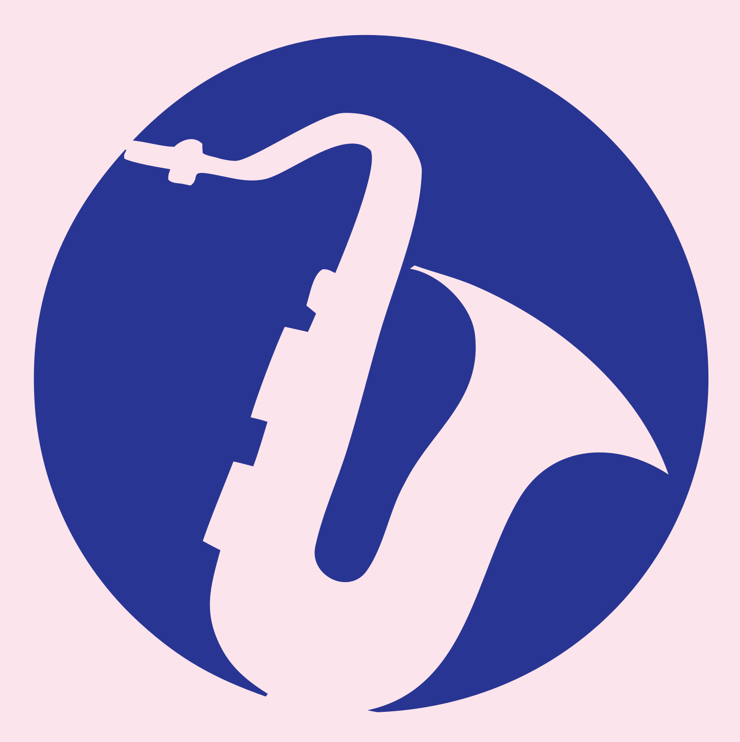 Negative Space Saxophone Circle Mark #fce4ec/#283593