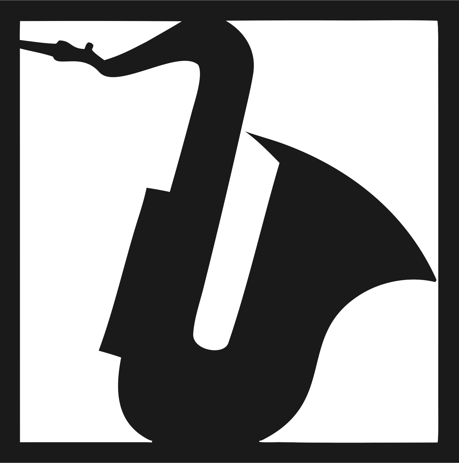 Negative Space Saxophone Tilt Badge #1a1a1a/#ffffff