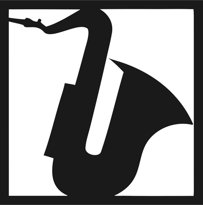 Negative Space Saxophone Tilt Badge #1a1a1a/#ffffff