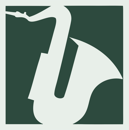 Negative Space Saxophone Tilt Badge #e8efe9/#2d4a3e