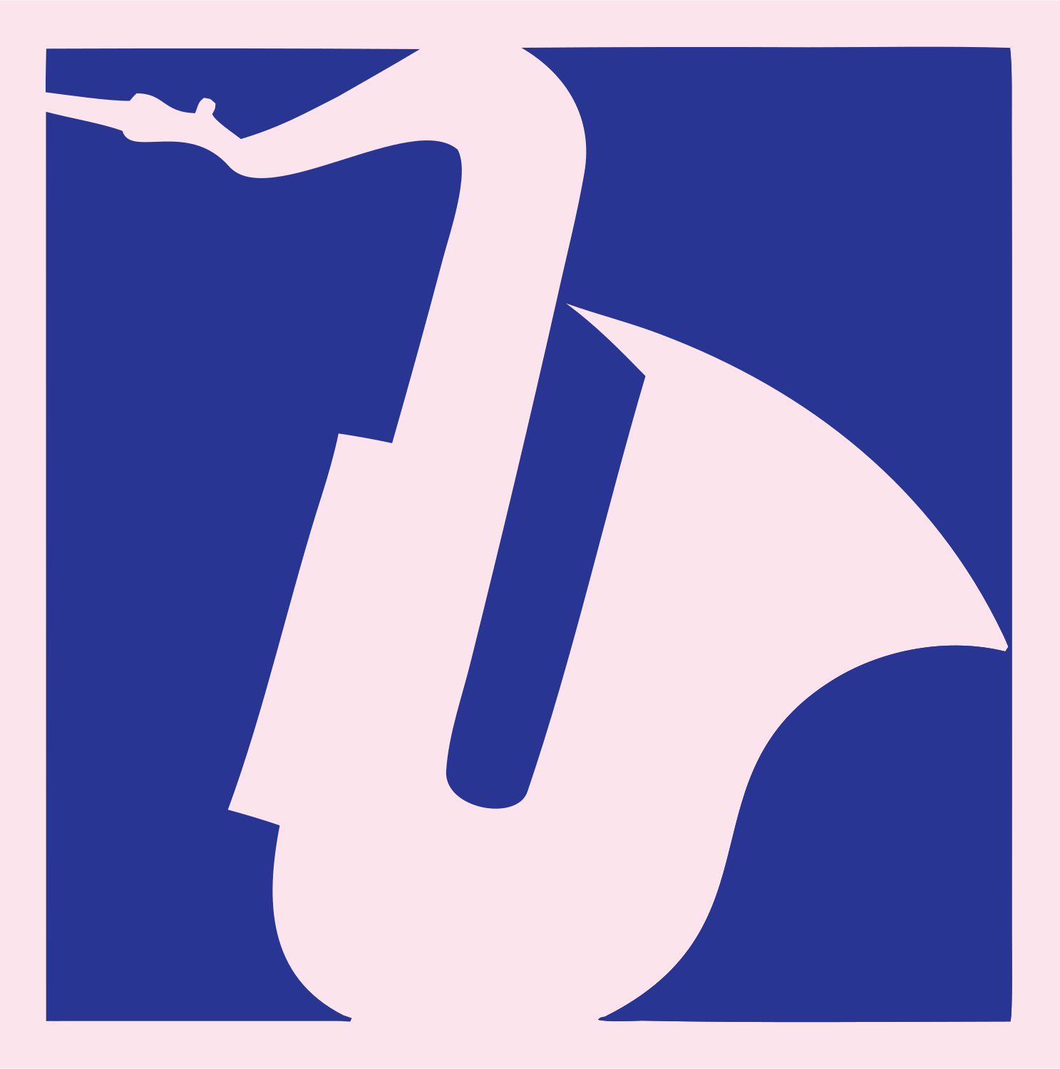 Negative Space Saxophone Tilt Badge #fce4ec/#283593