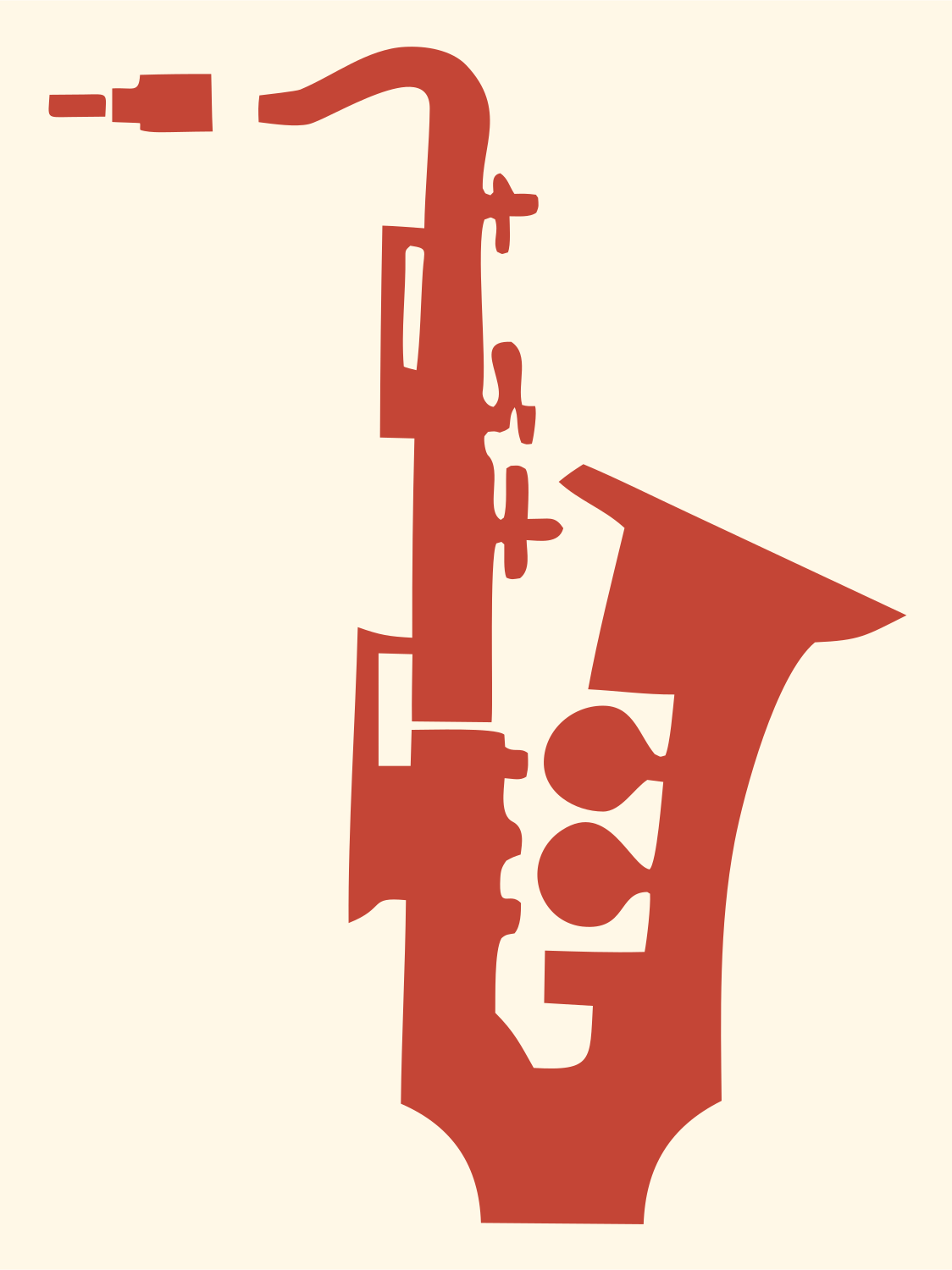Chunky Saxophone Keys Logo #fff8e7/#c44536