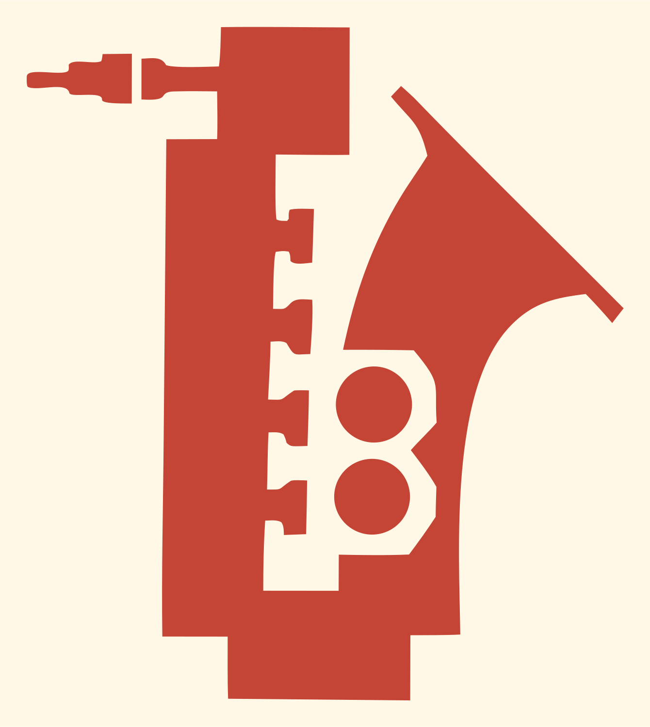 Blocky Saxophone Keys Mark #fff8e7/#c44536