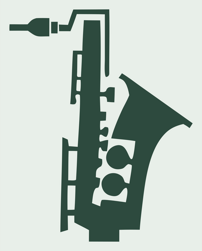 Blocky Saxophone Keys Logo #e8efe9/#2d4a3e