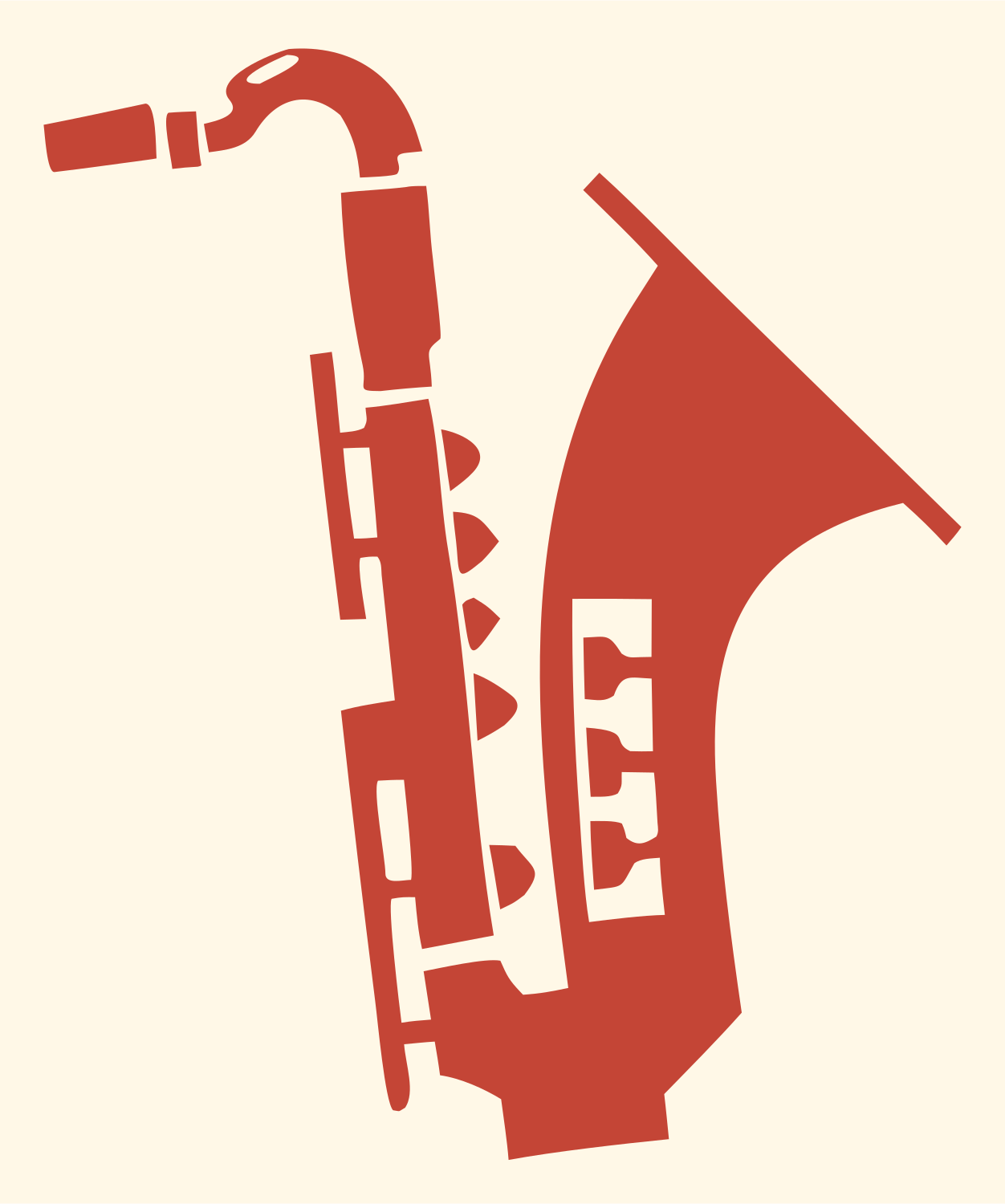 Chunky Saxophone Keys Logo #fff8e7/#c44536