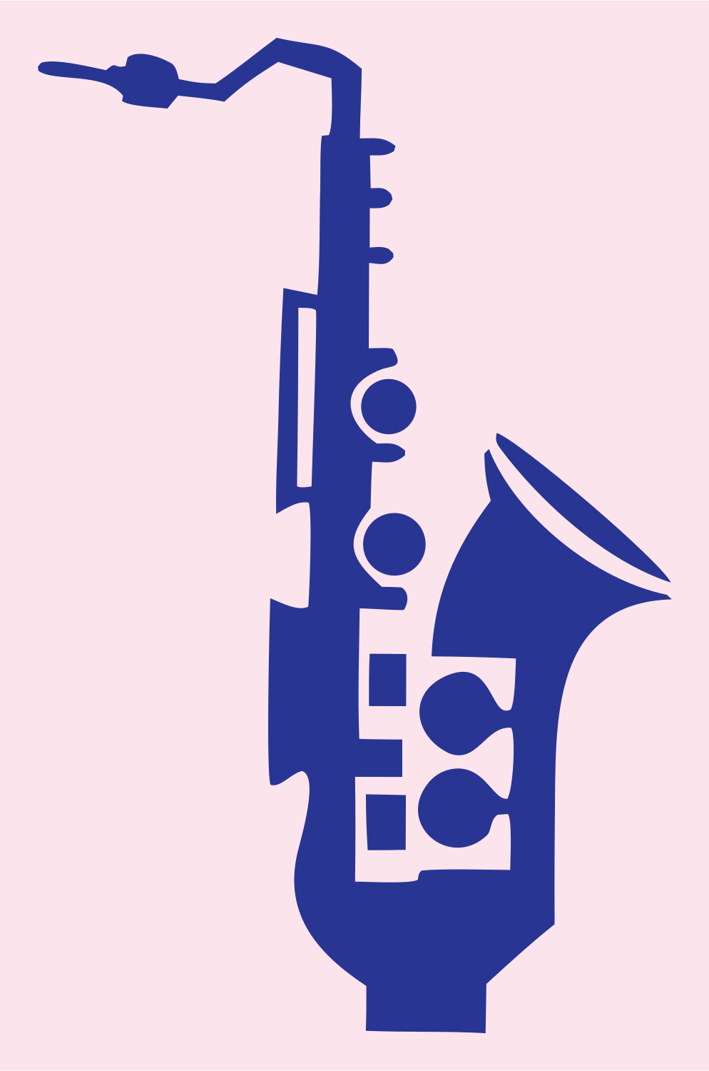 Bold Saxophone Keys Emblem #fce4ec/#283593
