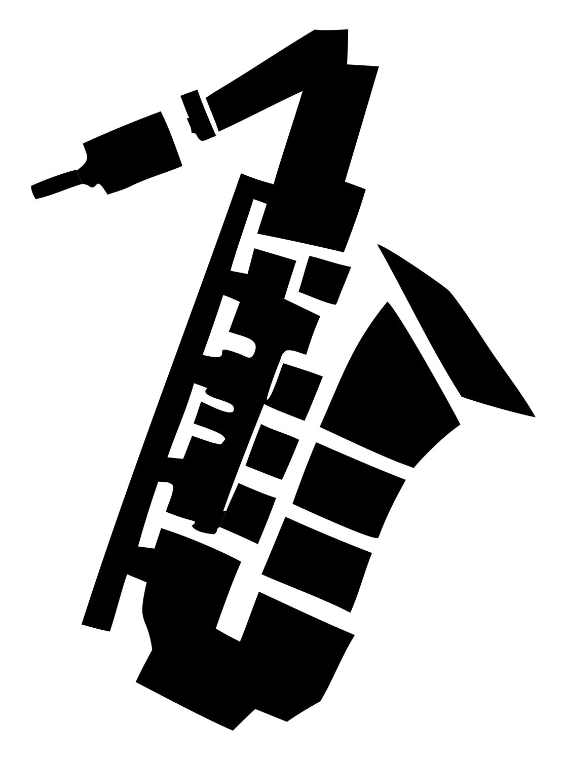 Blocky Saxophone Angled Mark #ffffff/#000000