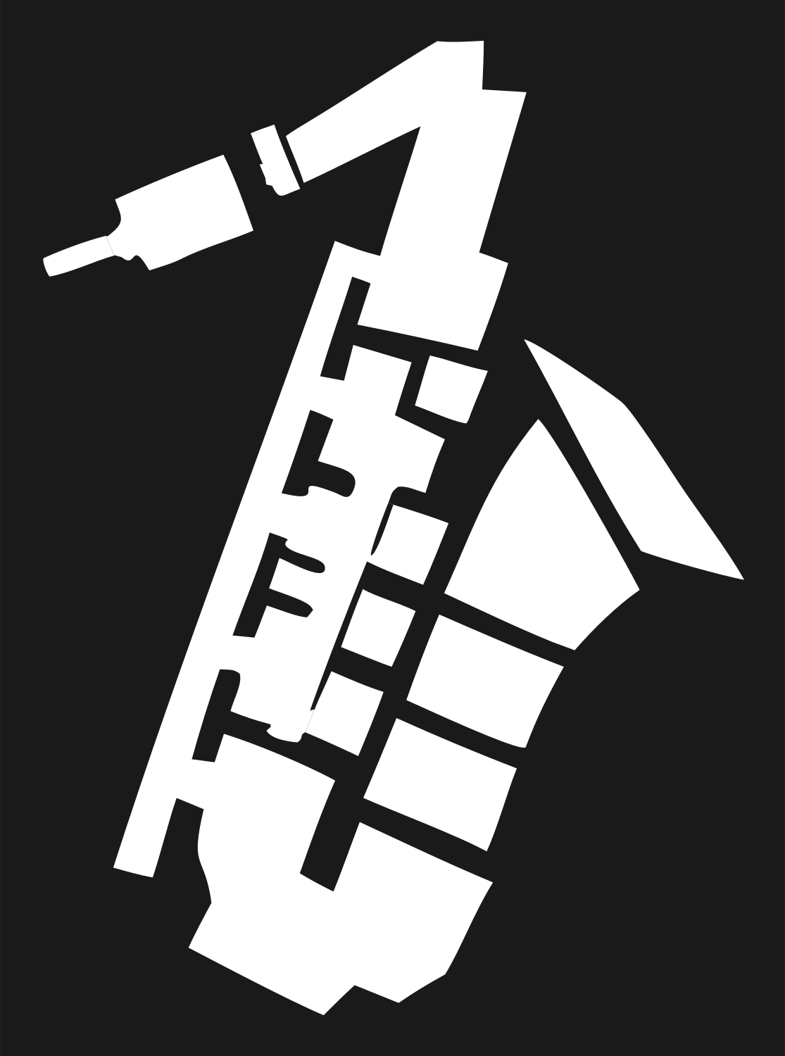 Blocky Saxophone Angled Mark #1a1a1a/#ffffff