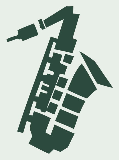 Blocky Saxophone Angled Mark #e8efe9/#2d4a3e