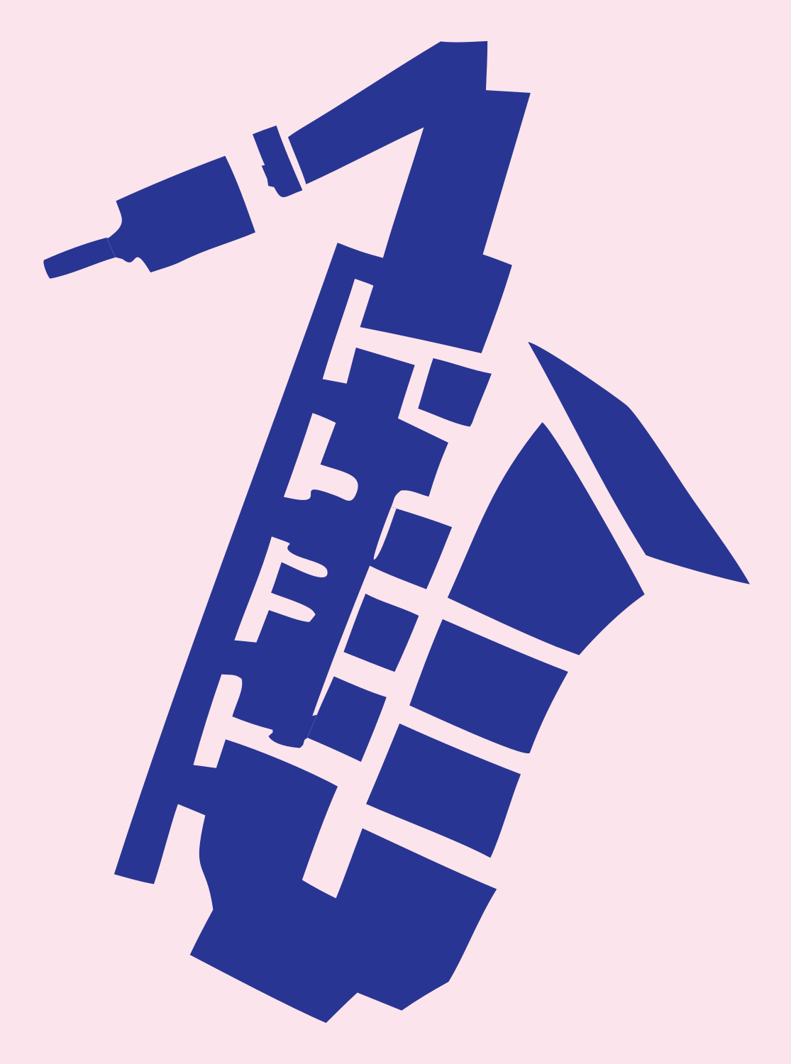 Blocky Saxophone Angled Mark #fce4ec/#283593