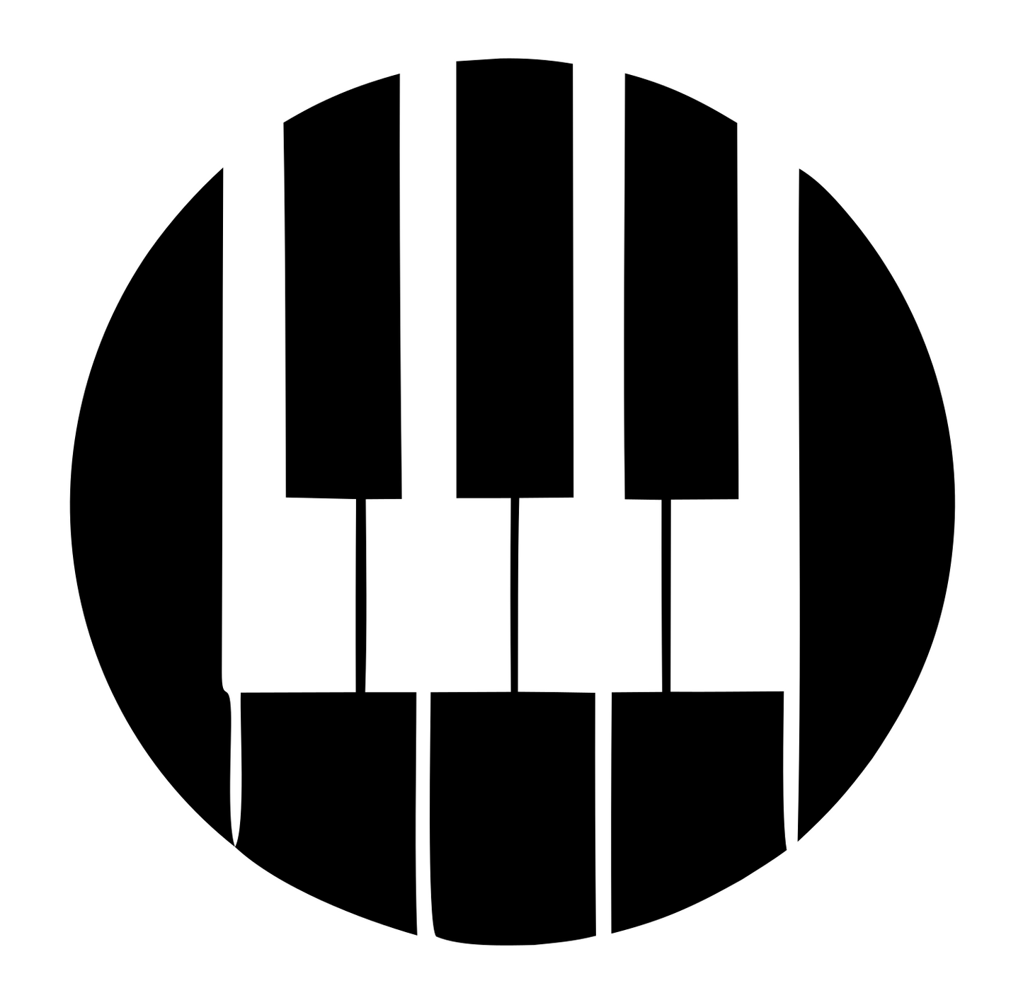 Piano Keys Circle Badge #ffffff/#000000