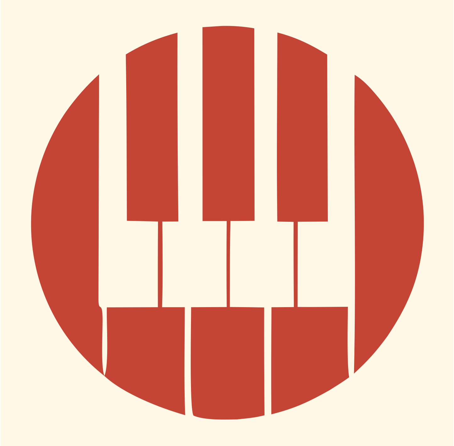Piano Keys Circle Badge #fff8e7/#c44536