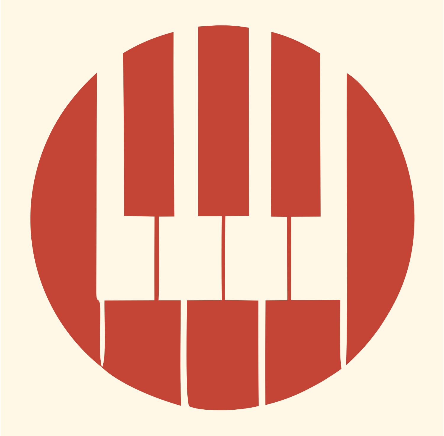 Piano Keys Circle Badge #fff8e7/#c44536