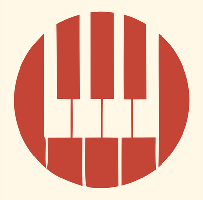 Piano Keys Circle Badge #fff8e7/#c44536