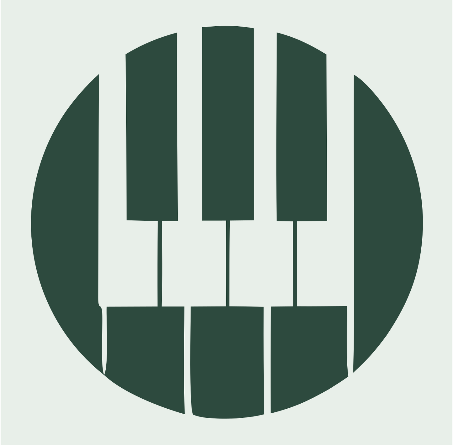 Piano Keys Circle Badge #e8efe9/#2d4a3e