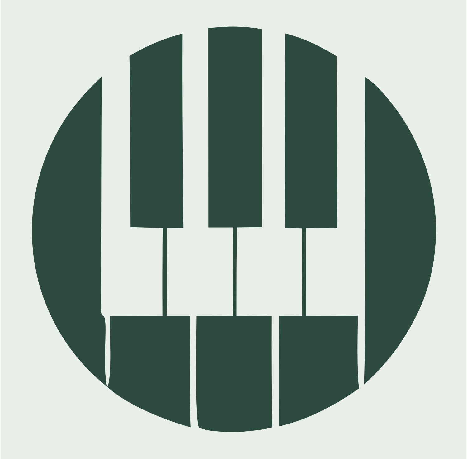 Piano Keys Circle Badge #e8efe9/#2d4a3e