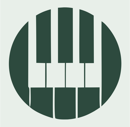 Piano Keys Circle Badge #e8efe9/#2d4a3e