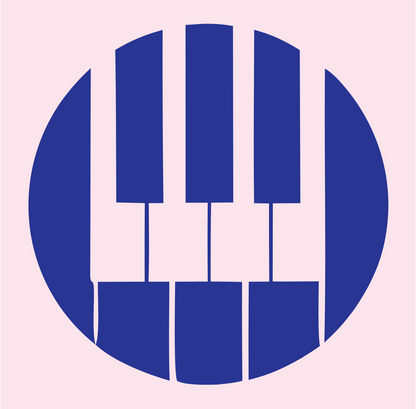 Piano Keys Circle Badge #fce4ec/#283593
