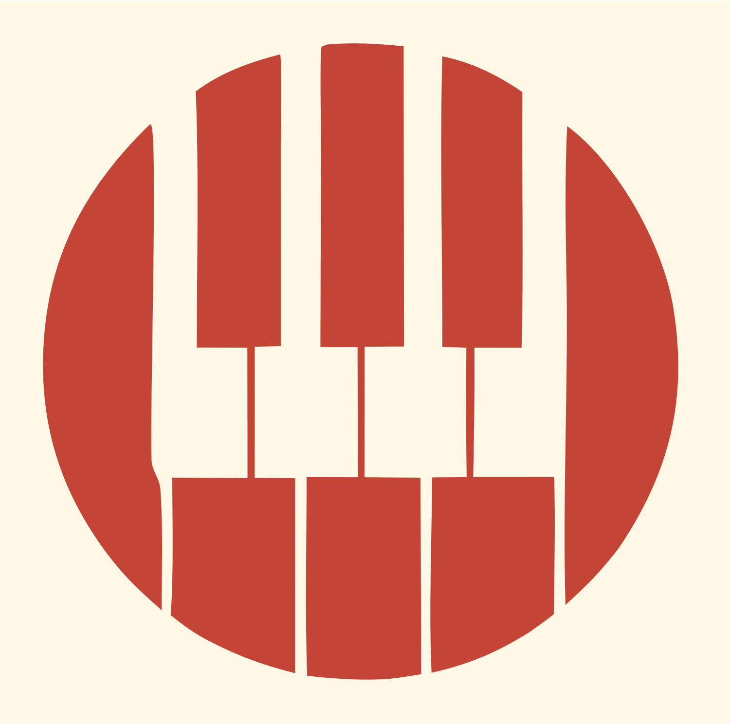 Geometric Piano Keys Emblem #fff8e7/#c44536