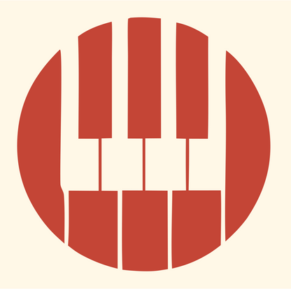 Geometric Piano Keys Emblem #fff8e7/#c44536