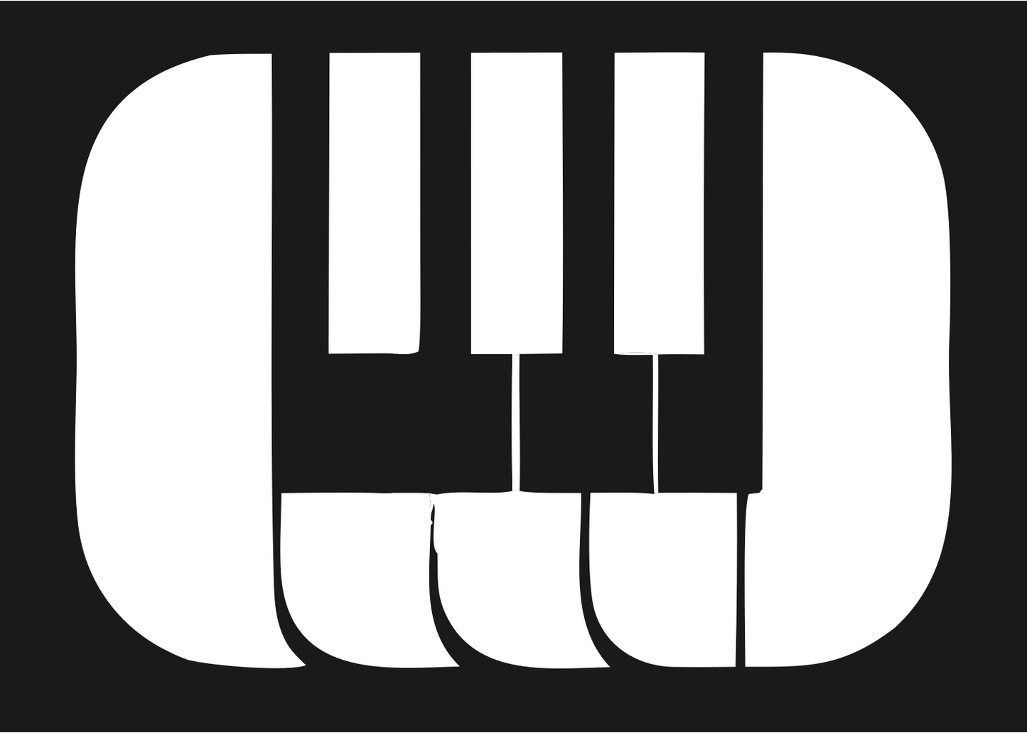 Bold Piano Keys Badge #1a1a1a/#ffffff