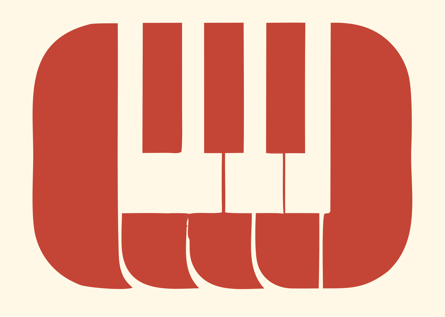 Bold Piano Keys Badge #fff8e7/#c44536
