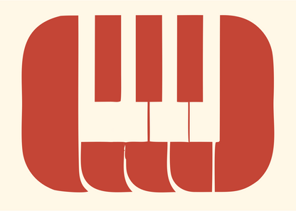 Bold Piano Keys Badge #fff8e7/#c44536
