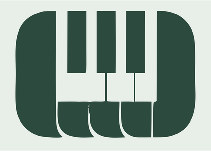 Bold Piano Keys Badge #e8efe9/#2d4a3e